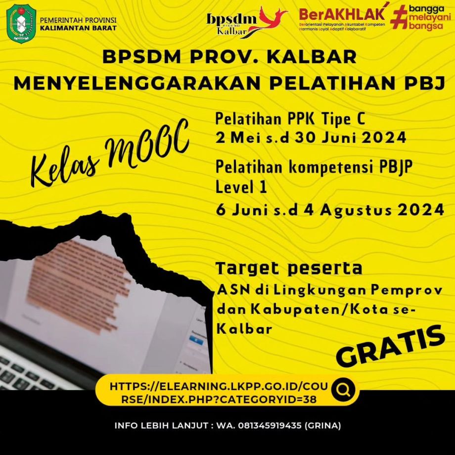 Pelatihan Pengadaan Barang dan Jasa Pemerintah yang dilaksanakan menggunakan model pembelajaran Massive Open Online Course (MOOC)